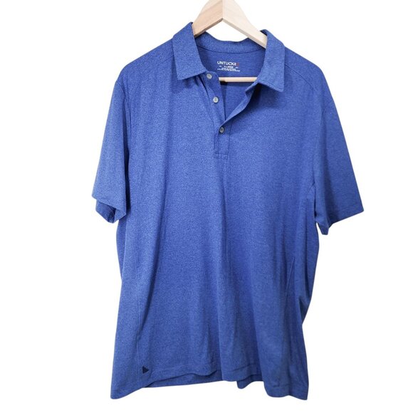 Untuckit Mens Blue Polo Shirt X-L 91% Polyester 9% Elastane Short Sleeve‎ Casual - Picture 6 of 6